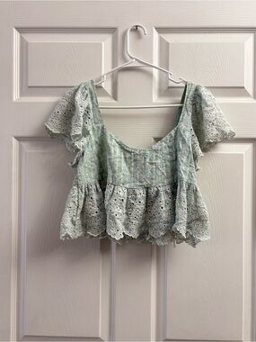 American Eagle Women’s Floral Flowy Babydoll Flutter Sleeve Top